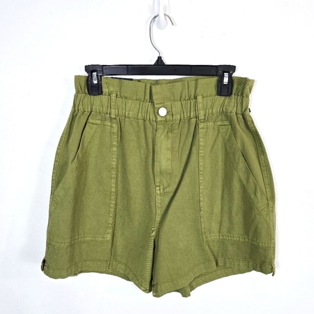 Paperbag Waist Shorts Olive Green High Rise Cotton NWT Medium